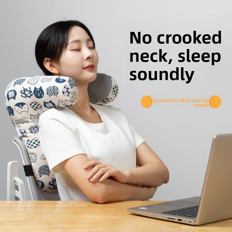 Ergonomic Office Sleeping Pillow for Neck and Back Support, Comfy Nap Headrest Cushion